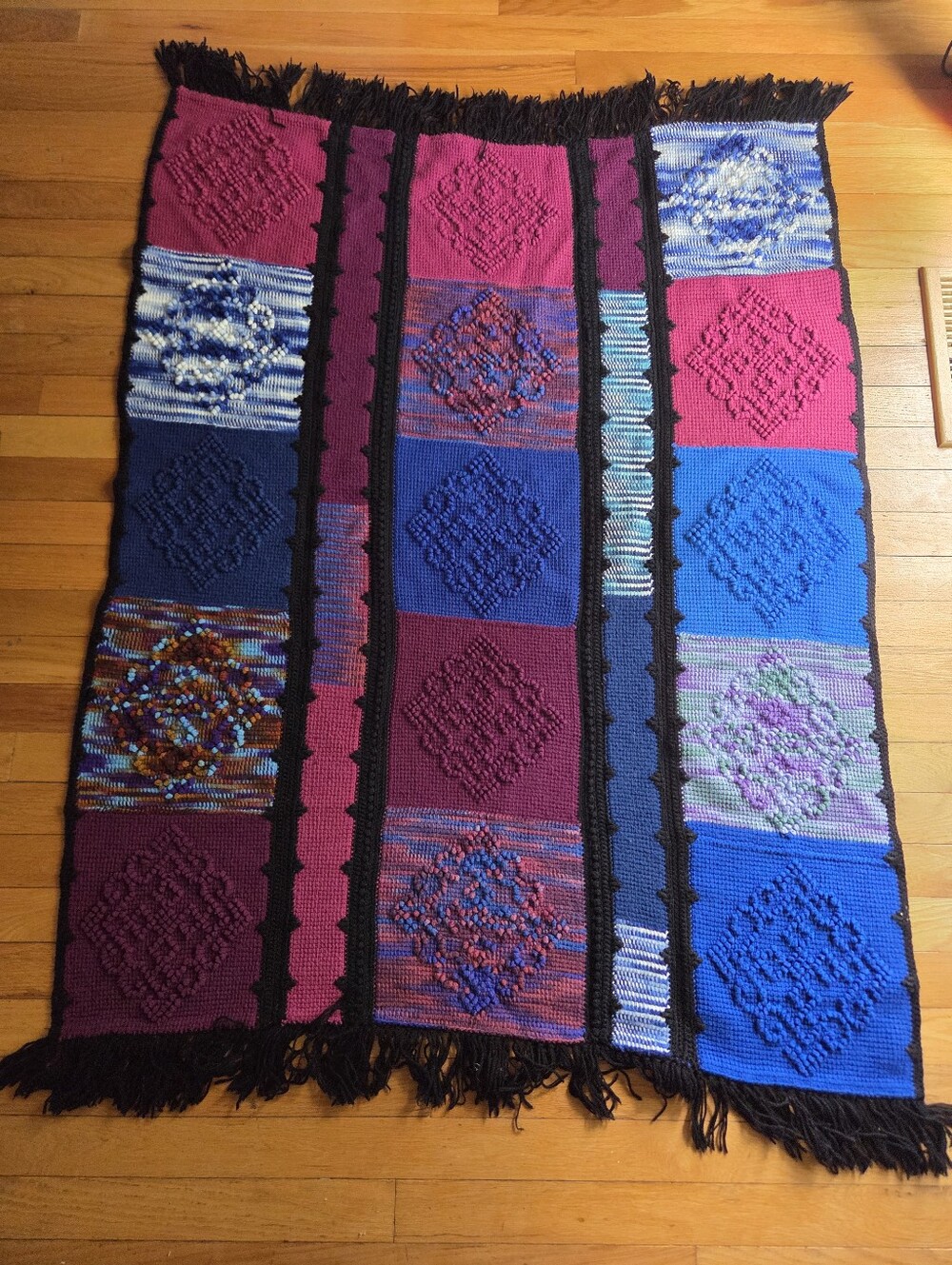 Vintage Handwoven Multicolor Patchwork Throw Blanket